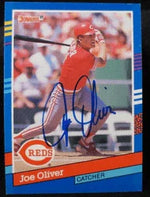 Joe Oliver Signed 1991 Donruss Baseball Card - Cincinnati Reds
