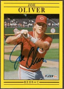 Joe Oliver Signed 1991 Fleer Baseball Card - Cincinnati Reds