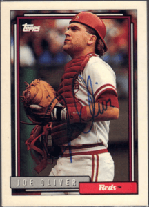 Joe Oliver Signed 1992 Topps Baseball Card - Cincinnati Reds - PastPros
