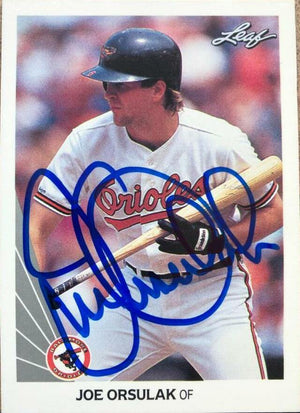 Joe Orsulak Signed 1990 Leaf Baseball Card - Baltimore Orioles - PastPros