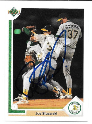 Joe Slusarski Signed 1991 Upper Deck Baseball Card - Oakland A's