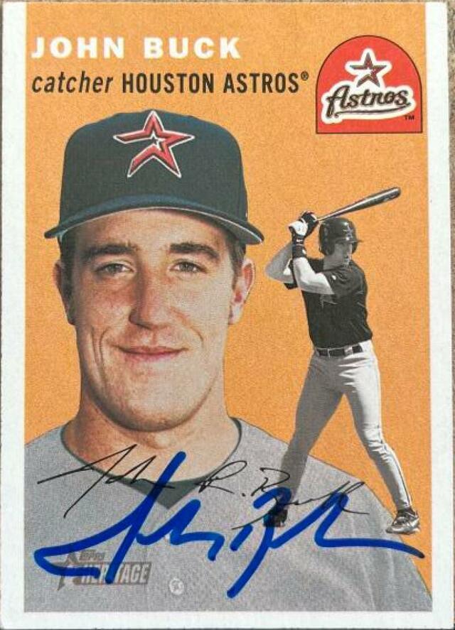 John Buck Signed 2003 Topps Heritage Baseball Card - Houston Astros - PastPros