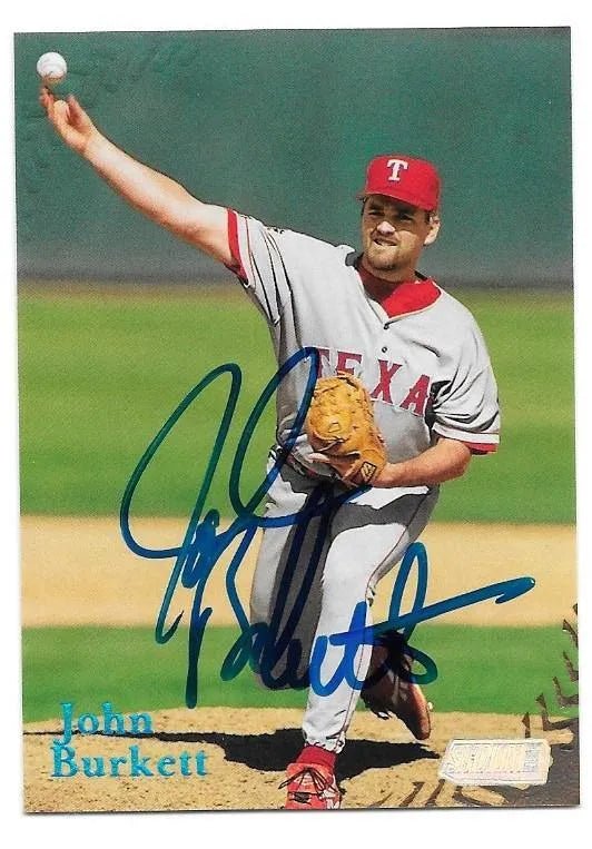 John Burkett Signed 1998 Stadium Club Baseball Card - Texas Rangers