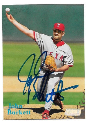 John Burkett Signed 1998 Stadium Club Baseball Card - Texas Rangers - PastPros