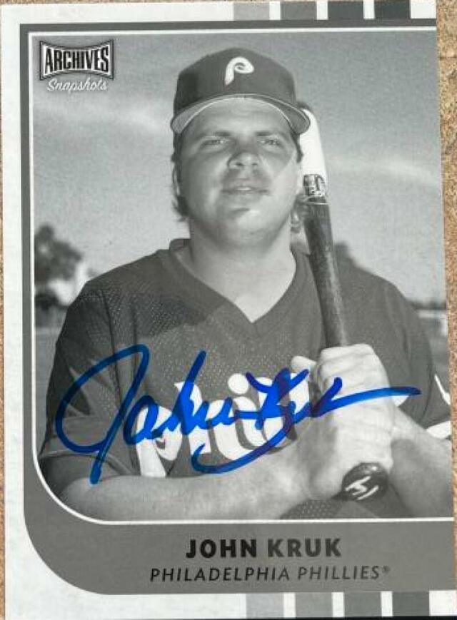 John Kruk Signed 2022 Topps Archives Snapshots B&W Baseball Card - Philadelphia Phillies - PastPros