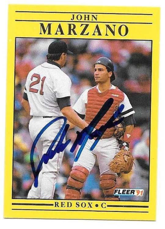 John Marzano Signed 1991 Fleer Baseball Card - Boston Red Sox
