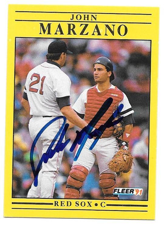 John Marzano Signed 1991 Fleer Baseball Card - Boston Red Sox - PastPros