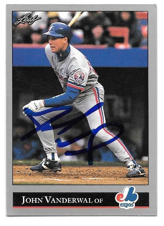 John Vanderwal Signed 1992 Leaf Baseball Card - Montreal Expos - PastPros