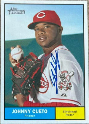 Johnny Cueto Signed 2010 Topps Heritage Baseball Card - Cincinnati Reds - PastPros