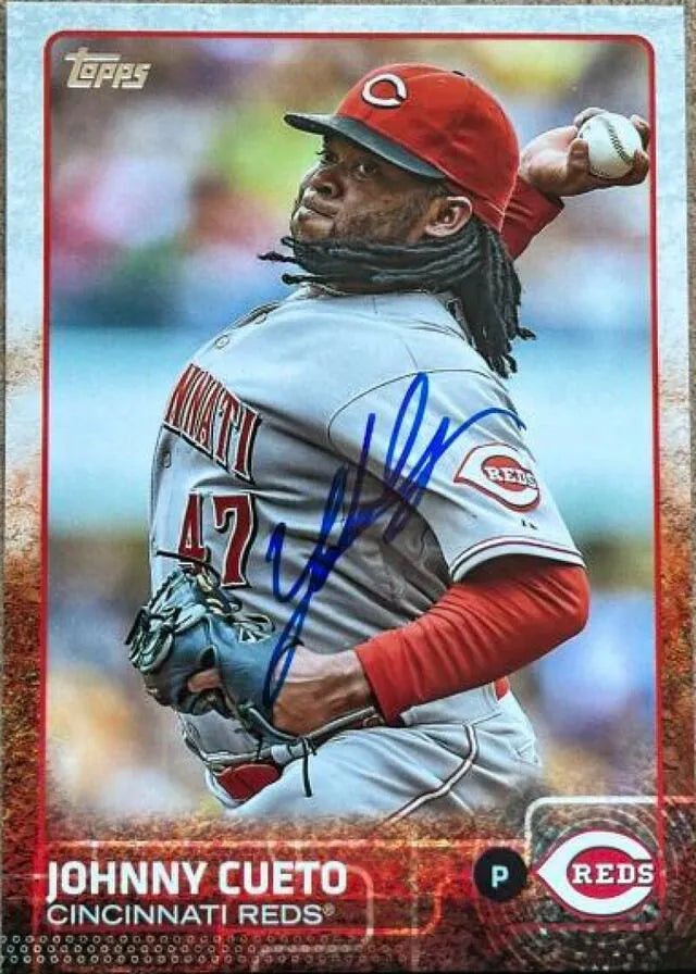 Johnny Cueto Signed 2015 Topps Baseball Card - Cincinnati Reds