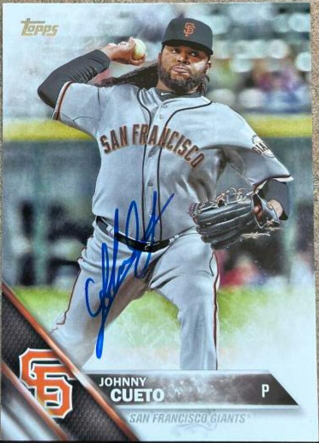 Johnny Cueto Signed 2016 Topps Baseball Card - San Francisco Giants - PastPros