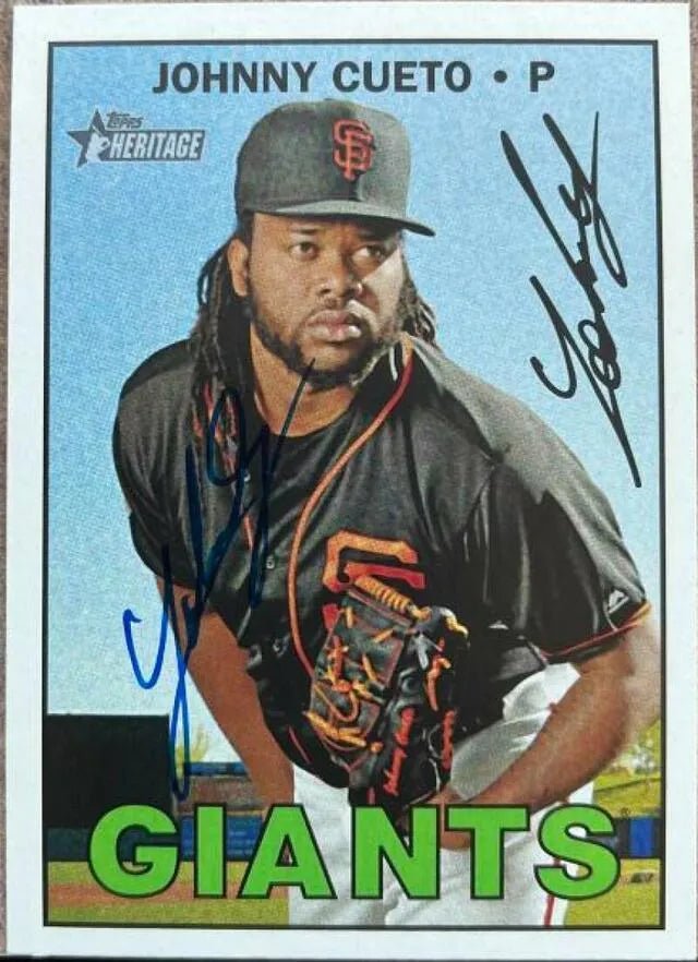 Johnny Cueto Signed 2016 Topps Heritage Baseball Card - San Francisco Giants