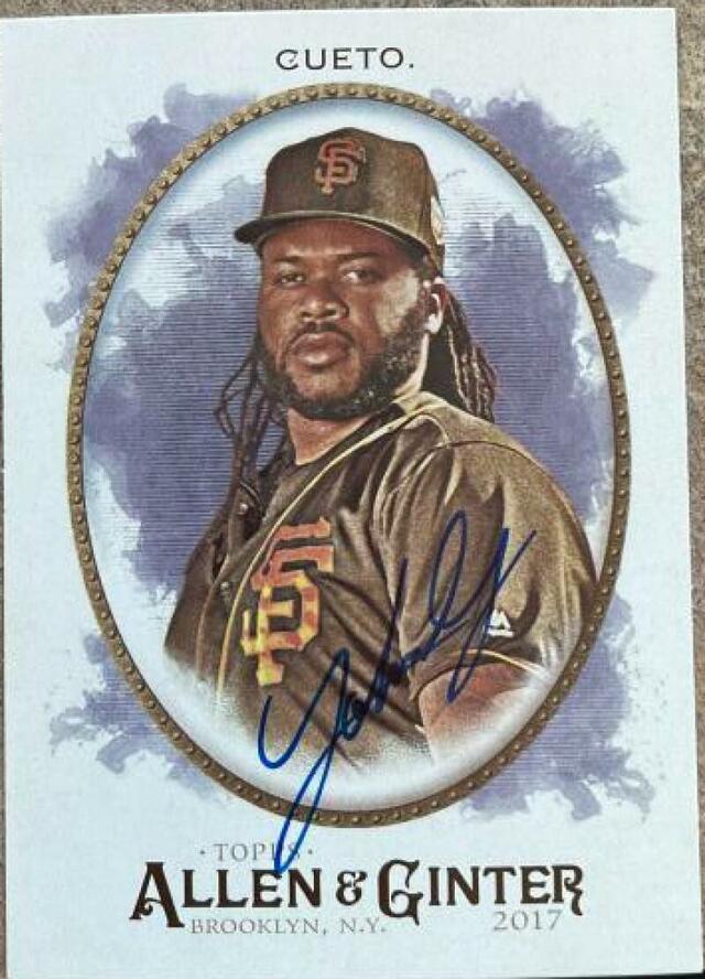 Johnny Cueto Signed 2017 Allen & Ginter Baseball Card - San Francisco Giants - PastPros