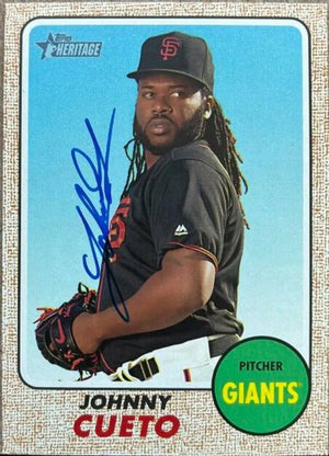 Johnny Cueto Signed 2017 Topps Heritage Baseball Card - San Francisco Giants - PastPros