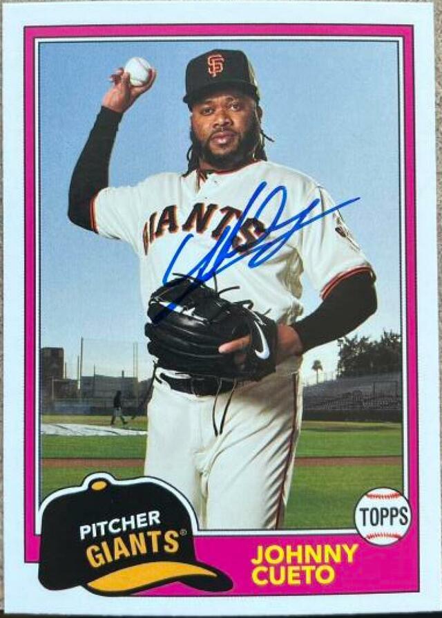 Johnny Cueto Signed 2018 Topps Archives Baseball Card - San Francisco Giants - PastPros