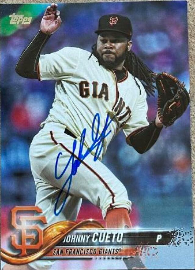 Johnny Cueto Signed 2018 Topps Baseball Card - San Francisco Giants - PastPros