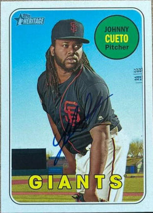 Johnny Cueto Signed 2018 Topps Heritage Baseball Card - San Francisco Giants - PastPros