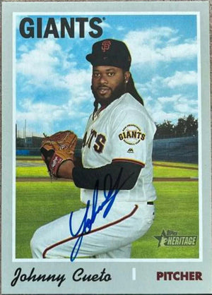 Johnny Cueto Signed 2019 Topps Heritage Baseball Card - San Francisco Giants - SP