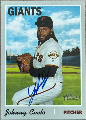 Johnny Cueto Signed 2019 Topps Heritage Baseball Card - San Francisco Giants - SP - PastPros