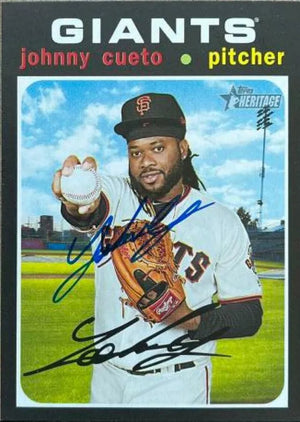 Johnny Cueto Signed 2020 Topps Heritage Baseball Card - San Francisco Giants - PastPros