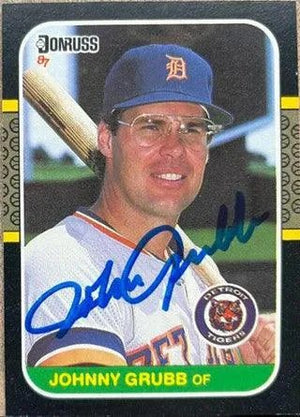 Johnny Grubb Signed 1987 Donruss Baseball Card - Detroit Tigers