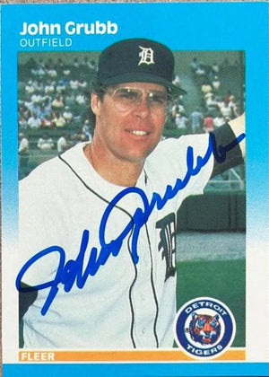 Johnny Grubb Signed 1987 Fleer Glossy Baseball Card - Detroit Tigers