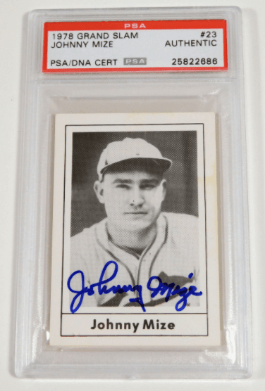 Johnny Mize Signed 1978 Grand Slam Baseball Card – PSA/DNA Certified - PastPros
