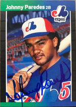 Johnny Paredes Signed 1989 Donruss Baseball Card - Montreal Expos - PastPros