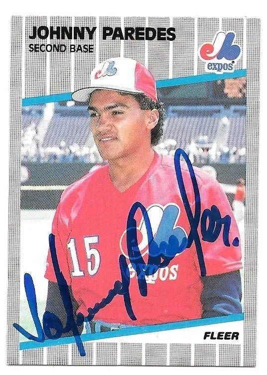 Johnny Paredes Signed 1989 Fleer Baseball Card - Montreal Expos