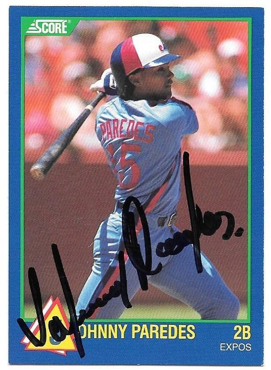 Johnny Paredes Signed 1989 Score Rookies Baseball Card - Montreal Expos - PastPros