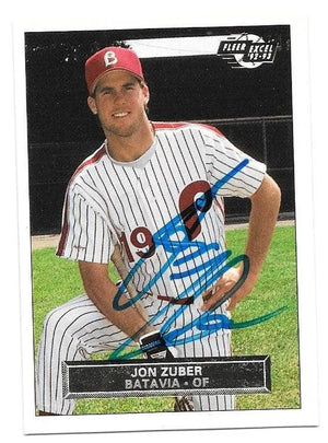 Jon Zuber Signed 1992-93 Fleer Excel Baseball Card - Batavia Clippers