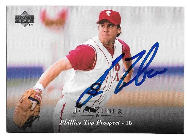Jon Zuber Signed 1995 Upper Deck Minors Baseball Card - Philadelphia Phillies - PastPros