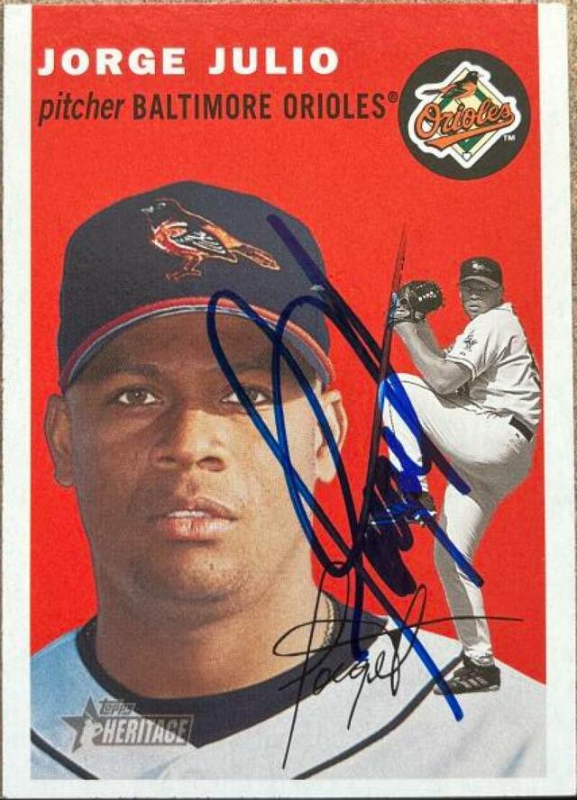 Jorge Julio Signed 2003 Topps Heritage Baseball Card - Baltimore Orioles - PastPros