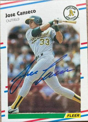 Jose Canseco Signed 1988 Fleer Baseball Card - Oakland A's #276 - PastPros