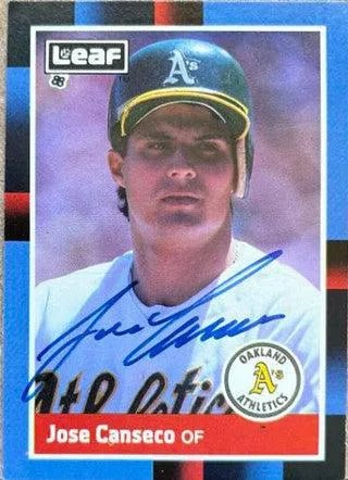 Jose Canseco Signed 1988 Leaf Baseball Card - Oakland A's