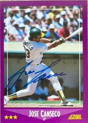 Jose Canseco Signed 1988 Score Baseball Card - Oakland A's - PastPros