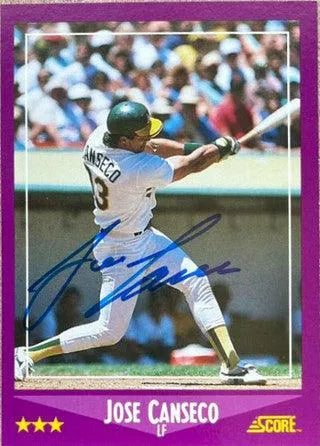 Jose Canseco Signed 1988 Score Baseball Card - Oakland A's