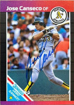 Jose Canseco Signed 1989 Donruss Grand Slammers Baseball Card - Oakland A's - PastPros