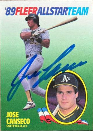 Jose Canseco Signed 1989 Fleer All-Stars Baseball Card - Oakland A's - PastPros