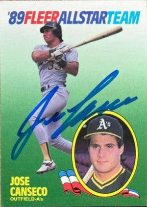 Jose Canseco Signed 1989 Fleer All-Stars Baseball Card - Oakland A's