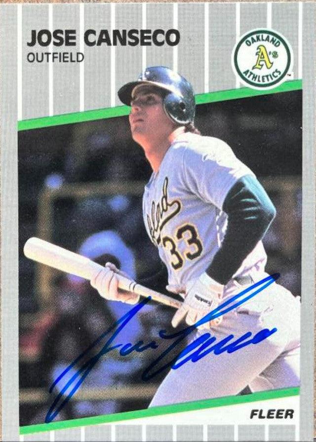Jose Canseco Signed 1989 Fleer Glossy Baseball Card - Oakland A's #5 - PastPros