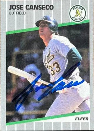 Jose Canseco Signed 1989 Fleer Glossy Baseball Card - Oakland A's