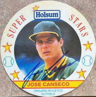 Jose Canseco Signed 1989 Holsum Discs Baseball Card - Oakland A's - PastPros