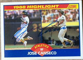 Jose Canseco Signed 1989 Score Baseball Card - Oakland A's #655 - PastPros