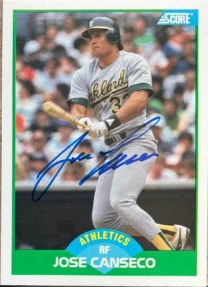 Jose Canseco Signed 1989 Score Baseball Card - Oakland A's 1 - PastPros