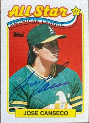 Jose Canseco Signed 1989 Topps All-Star Baseball Card - Oakland A's
