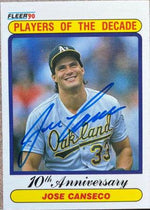 Jose Canseco Signed 1990 Fleer Baseball Card - Oakland A's #629 - PastPros