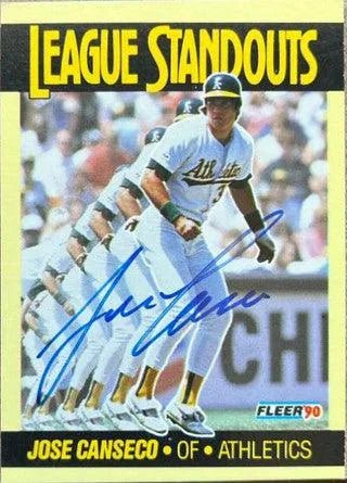 Jose Canseco Signed 1990 Fleer League Standouts Baseball Card - Oakland A's
