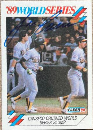 Jose Canseco Signed 1990 Fleer World Series Baseball Card - Oakland A's #5 - PastPros