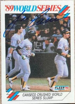 Jose Canseco Signed 1990 Fleer World Series Baseball Card - Oakland A's #5